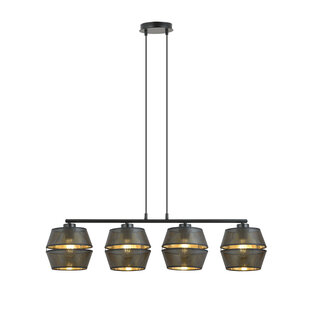 Riddled black pendant lamp 4x E27 with gold interior