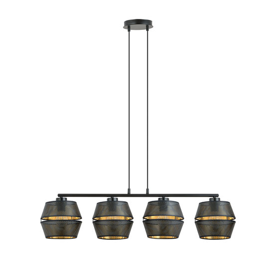 Emibig Emibig Lampe pendante noire perforée 4x E27 avec intérieur doré - Ajoutez une touche d'élégance à votre intérieur