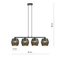 Doorzeefde zwarte pendelhanglamp 4x E27 met gouden binnenkant