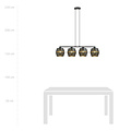 Doorzeefde zwarte pendelhanglamp 4x E27 met gouden binnenkant