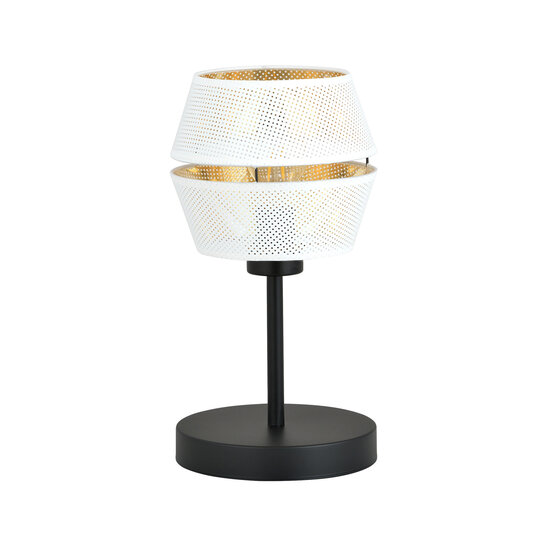 Handsome table lamp black with white and gold key 1x E27