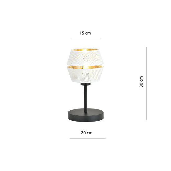 Handsome table lamp black with white and gold key 1x E27