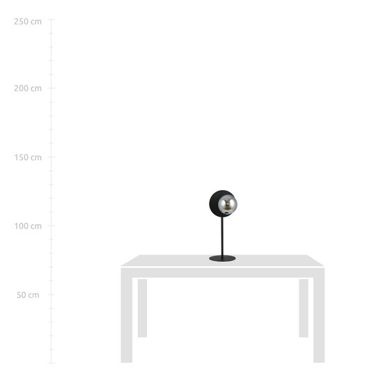 Design black table lamp with frosted glass ball accent E14
