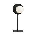 Speciale zwarte tafellamp met gerookt glas accentje E14