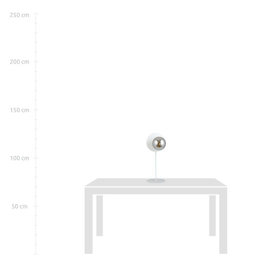 Weiße Lampe für Beistelltisch mit Rauchglaskolben 1x E14