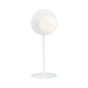 Lampe de table entièrement blanche avec boule en verre blanc 1x E14