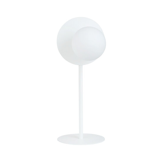 Komplett weiße Tischleuchte mit weißer Glaskugel 1x E14