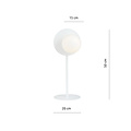 Completely white table lamp with glass white ball 1x E14