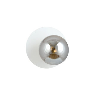 White wall lamp 1x E14 with fumed glass ball
