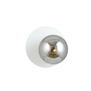 Witte wandlamp 1x E14 met gefumeerde glazen bol