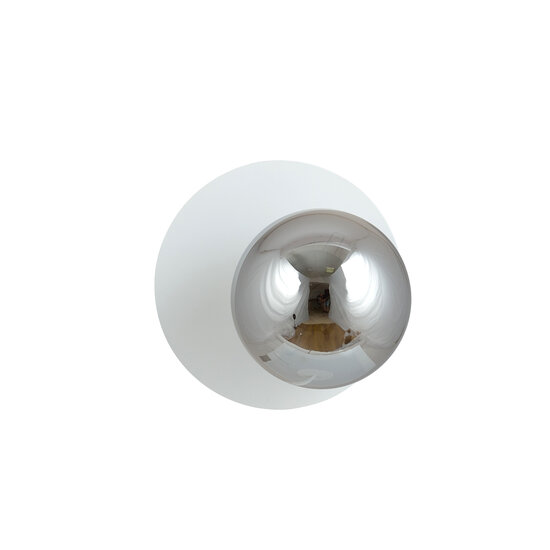 Witte wandlamp 1x E14 met gefumeerde glazen bol
