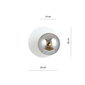 Witte wandlamp 1x E14 met gefumeerde glazen bol