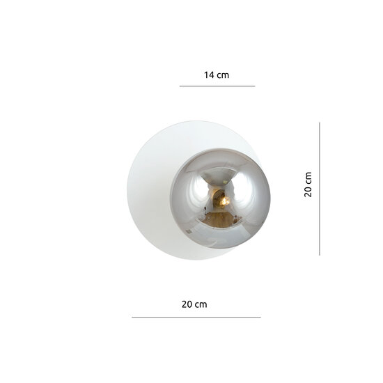 Emibig Emibig Weiße Wandleuchte 1x E14 mit Rauchglaskugel - Perfekte Atmosphäre für jeden Raum