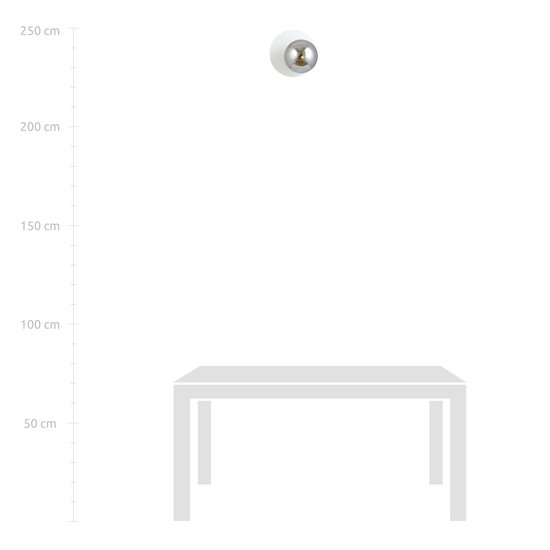White wall lamp 1x E14 with fumed glass ball