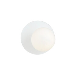 Volledig witte wandlamp 1x E14 met witte glazen bol afgewerkt