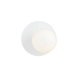Applique entièrement blanche 1x E14 avec boule en verre blanc fini