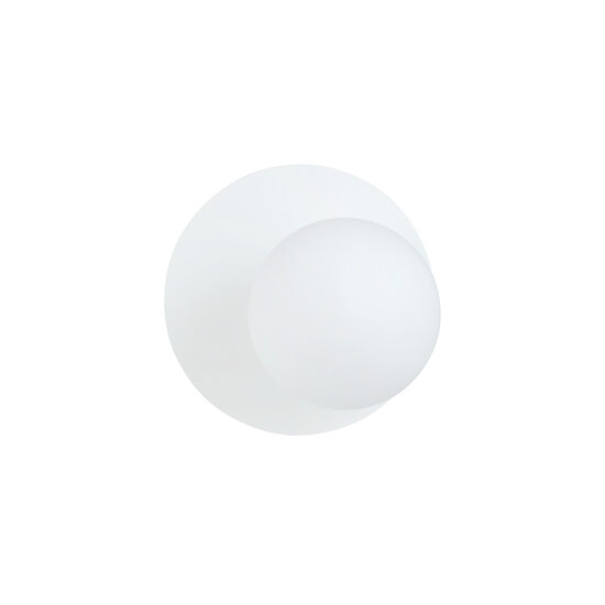 Applique entièrement blanche 1x E14 avec boule en verre blanc fini