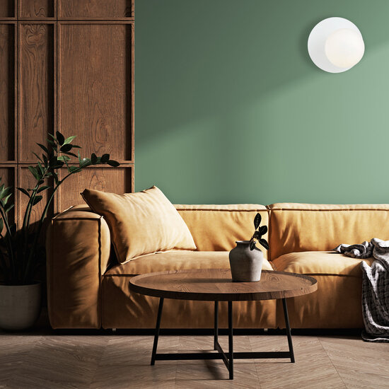 Emibig Komplett weiße Wandleuchte 1x E14 mit weißer Glaskugel veredelt - Ideale Beleuchtung für jeden Raum