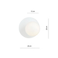 Completely white wall lamp 1x E14 with white glass ball finished