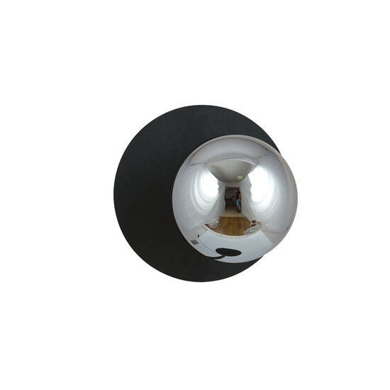 Emibig Emibig Schlichte schwarze runde Wandleuchte mit Rauchglaskugel E14 - Ideal für eine gemütliche Atmosphäre in jedem Raum