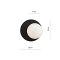 Eenvoudige zwarte en witte ronde wandlamp met melkglas bol E14