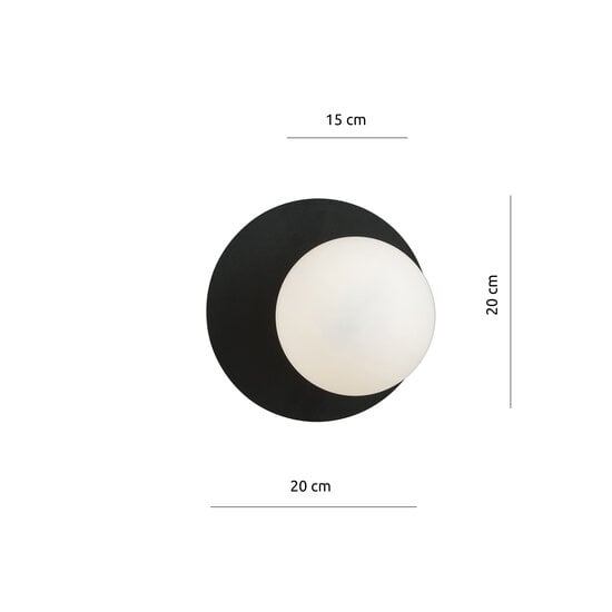 Emibig Emibig Eenvoudige zwarte en witte ronde wandlamp met melkglas bol E14 - Perfect voor elke ruimte met een moderne uitstraling