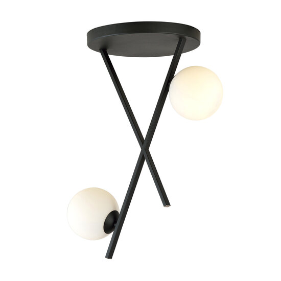 Emibig Emibig Plafonnier avec barres métalliques et 2 ampoules en verre dépoli E14 - Idéal pour les intérieurs modernes