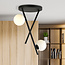 Ceiling lamp with metal rods and 2 frosted glass bulbs E14