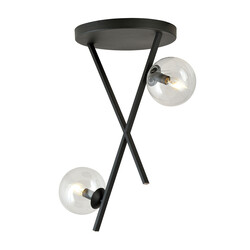 Emibig Black ceiling lamp with metal rods and 2 transparent glass balls E14