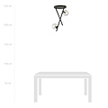 Black ceiling lamp with metal rods and 2 transparent glass balls E14