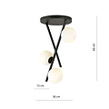 Ceiling lamp with hanging tiges and 3 milky white round glass balls E14
