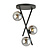 Design plafondlamp zwart met staven en 3 gerookte glazen bollen E14