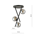 Emibig Emibig Lampe de plafond design noire avec tiges et 3 boules en verre fumé E14 - Idéale pour les intérieurs modernes