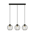 Medium hanglamp met 3 zwart met gouden metalen kooien GU10