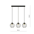 Medium hanging lamp with 3 black and gold metal cages GU10