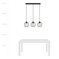 Medium hanging lamp with 3 black and gold metal cages GU10