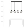 Large long hanging lamp 4 black metal cages GU10 and gold finish
