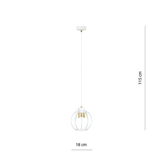 White hanging lamp cage lamp with gold GU10