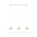 Suspension blanche moyenne avec 3 cages en métal GU10 et bord doré