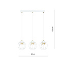 Suspension blanche moyenne avec 3 cages en métal GU10 et bord doré