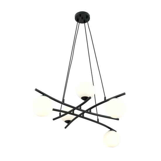 Emibig Emibig Fantastic black hanging lamp with 5 opal white glass balls E14 - Ideal for creating a cozy atmosphere