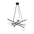 Fantastic black hanging lamp with 5 opal white glass balls E14