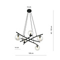 Design black hanging lamp with 5 transparent glass balls E14