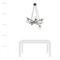 Design black hanging lamp with 5 transparent glass balls E14