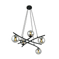 Exceptionnelle suspension noire à 5 boules en verre fumé E14