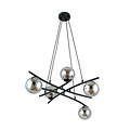 Exceptionnelle suspension noire à 5 boules en verre fumé E14