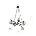 Exceptionnelle suspension noire à 5 boules en verre fumé E14