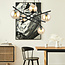 Stylish black hanging lamp with 5 amber-coloured glass balls E14