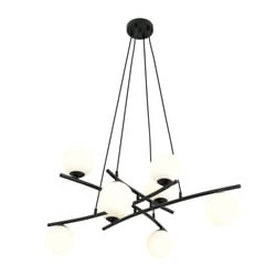 Emibig Very large black hanging lamp with 8 opal white glass balls E14