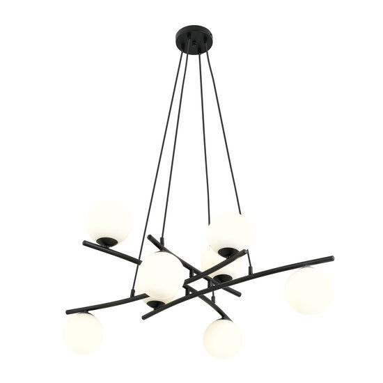 Emibig Emibig Lámpara colgante negra muy grande con 8 bolas de vidrio opalino E14 - Ideal para crear un ambiente acogedor en cualquier espacio